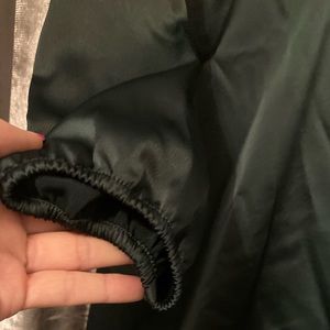 Satin green dress with ostrich feathers size medium